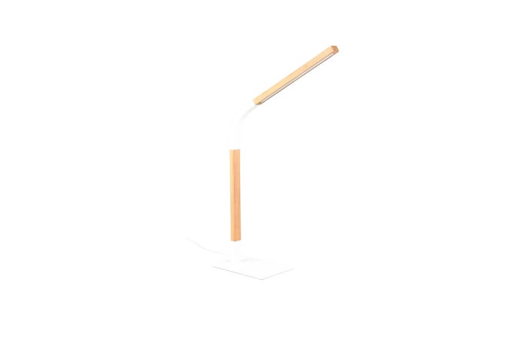 Flexibele tafellamp Norris wit met hout Trio 4017807600001