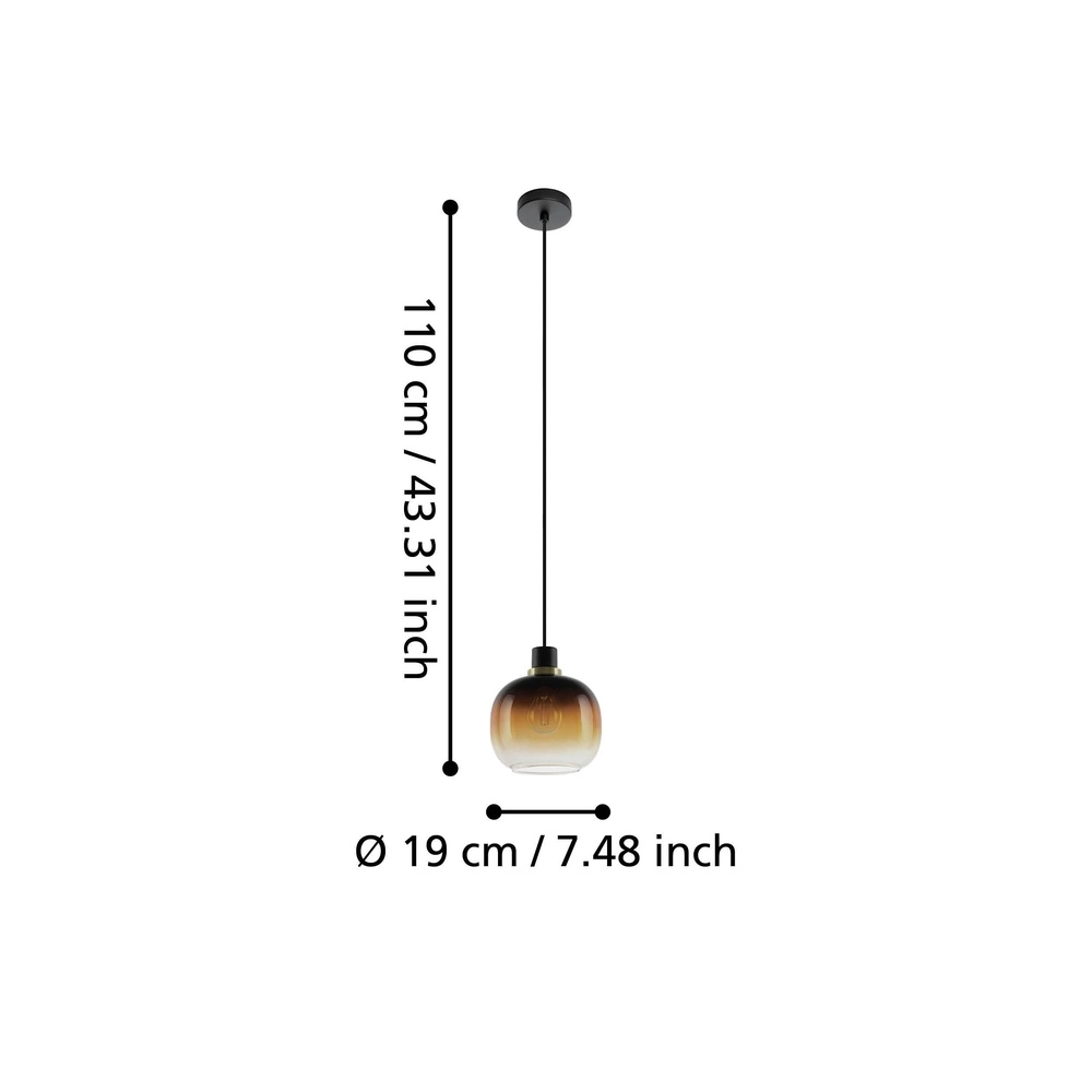 Glazen hanglamp Oilella Ø 19cm - amber glas Eglo 9002759996147