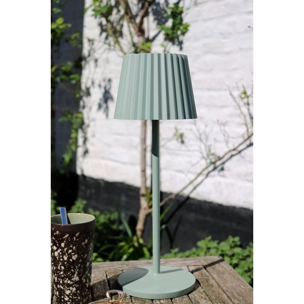 Oplaadbare tafellamp Justine groen met oplaadstation Lucide 5411212272225