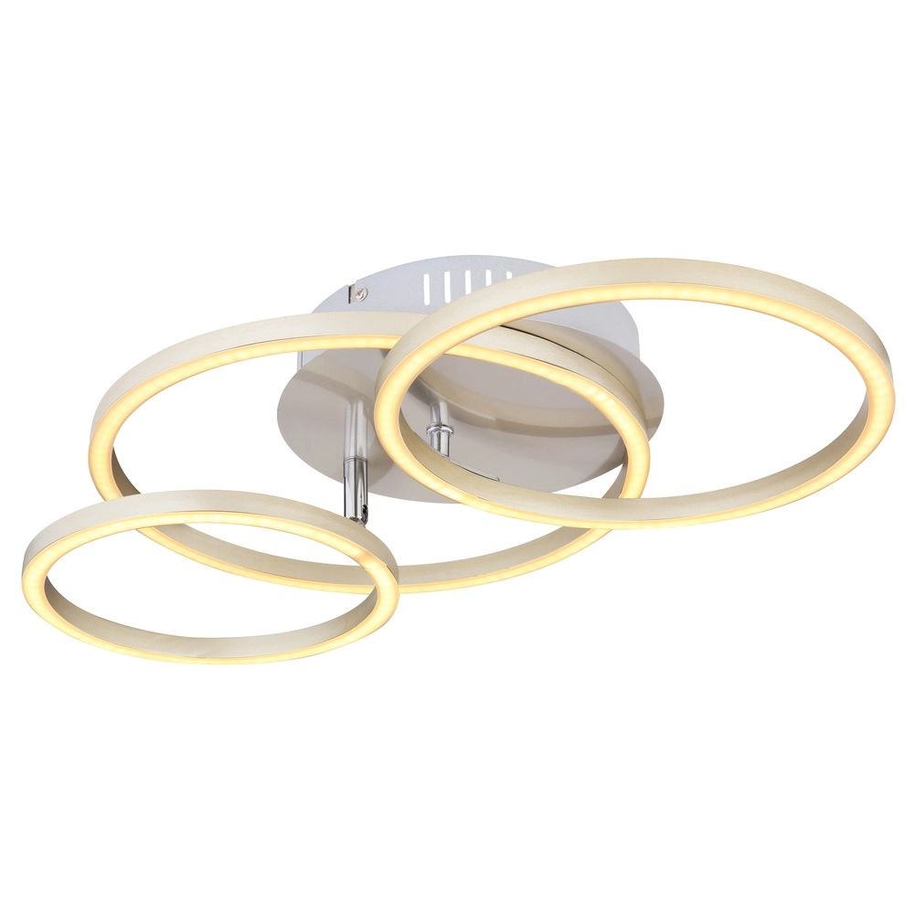 Moderne plafondlamp Kendy 3 ringen nikkel