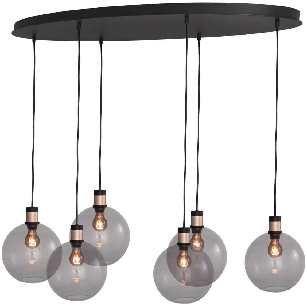 Hanglamp Lazise 2 6x Ø 20cm goud met zwart Hanglamp Lazise 2 6x Ø 20cm goud met zwart