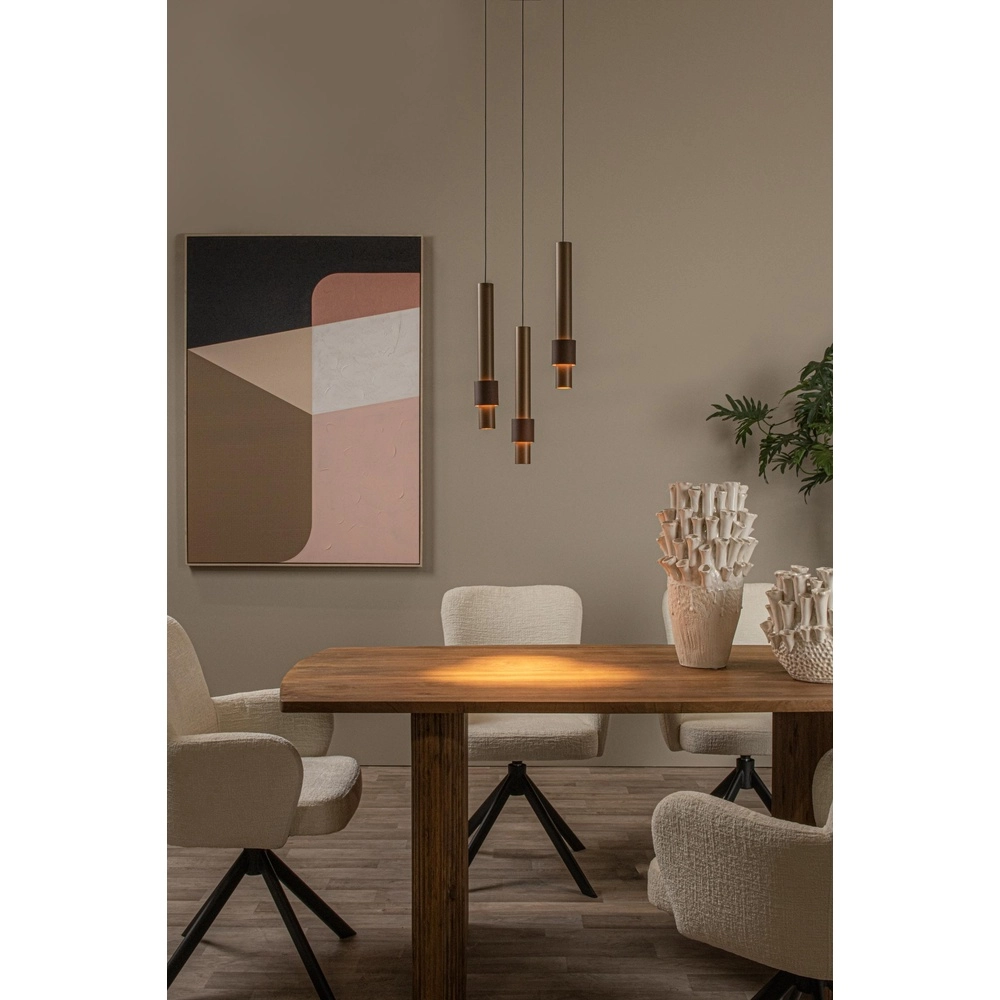 Strakke hanglamp Margary 3-lichts koffie bruin Lucide 5411212903969