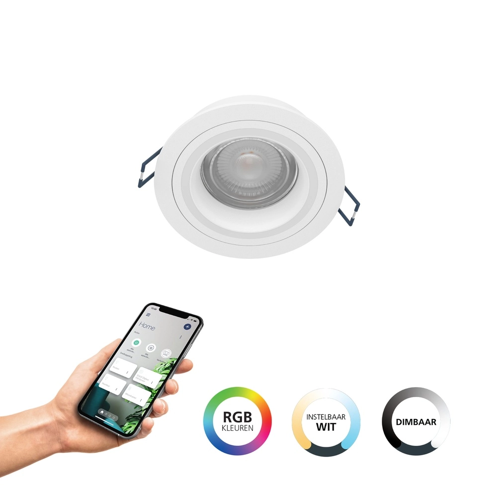 Zigbee inbouwspot Carosso-Z wit - rond Eglo 9008606259823