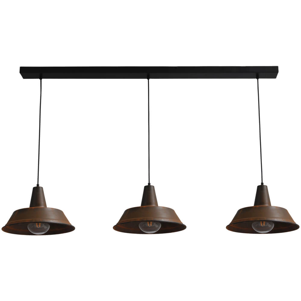 Stoere roest eetkamer lamp Industria 3x35 roestbruin 3-lichts