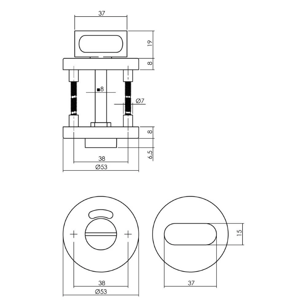 Compleet deurklinkset Jupiter RVS toilet Intersteel 8714186634585