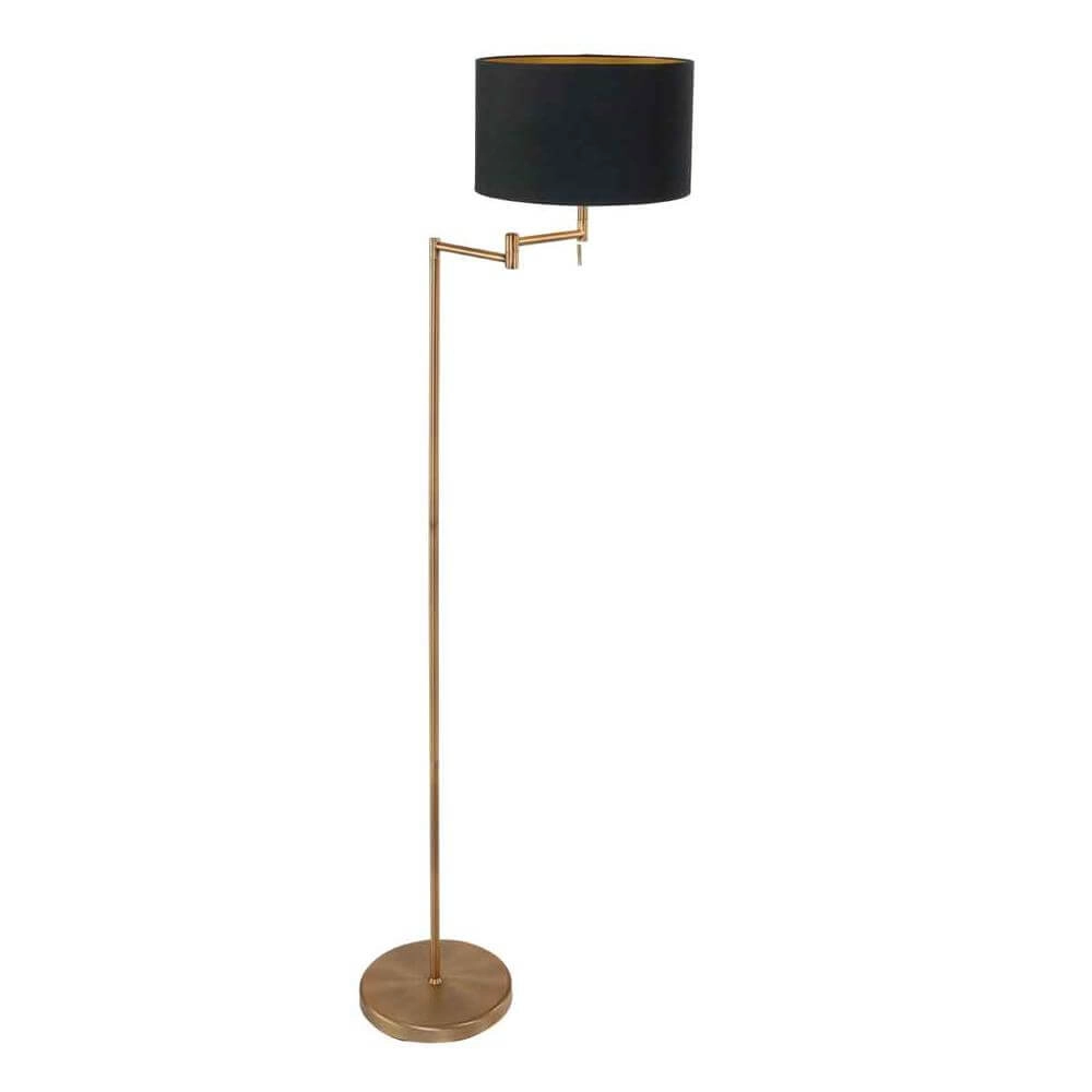 Vloerlamp Bella brons met zwarte kap Vloerlamp Bella brons met zwarte kap