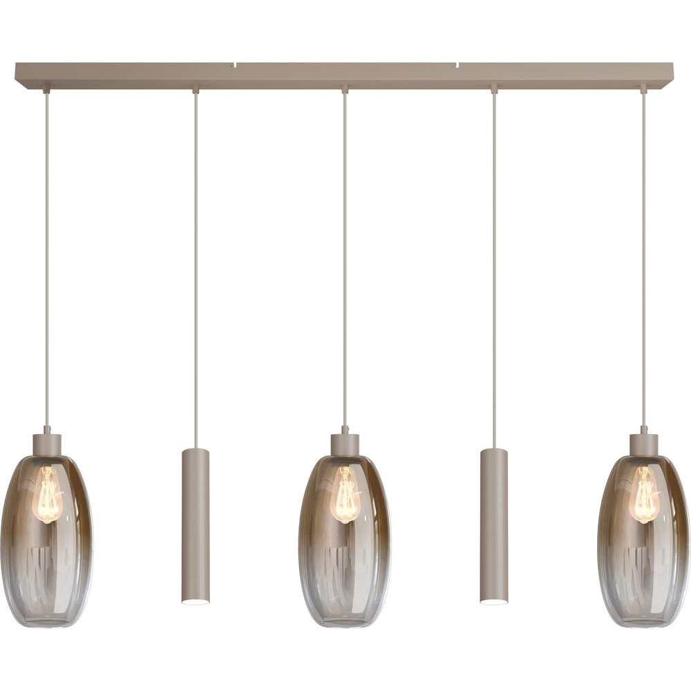 Glazen hanglamp Olive 3x Ø 18,5cm - 2x Run pendel - zand