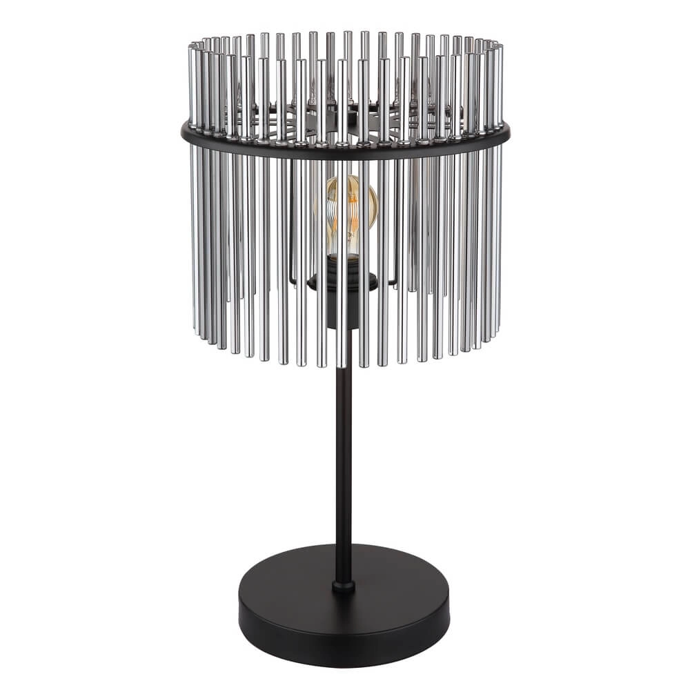 Zwarte tafellamp Gorley met smoke glas Ø 30cm Globo 9007371487004