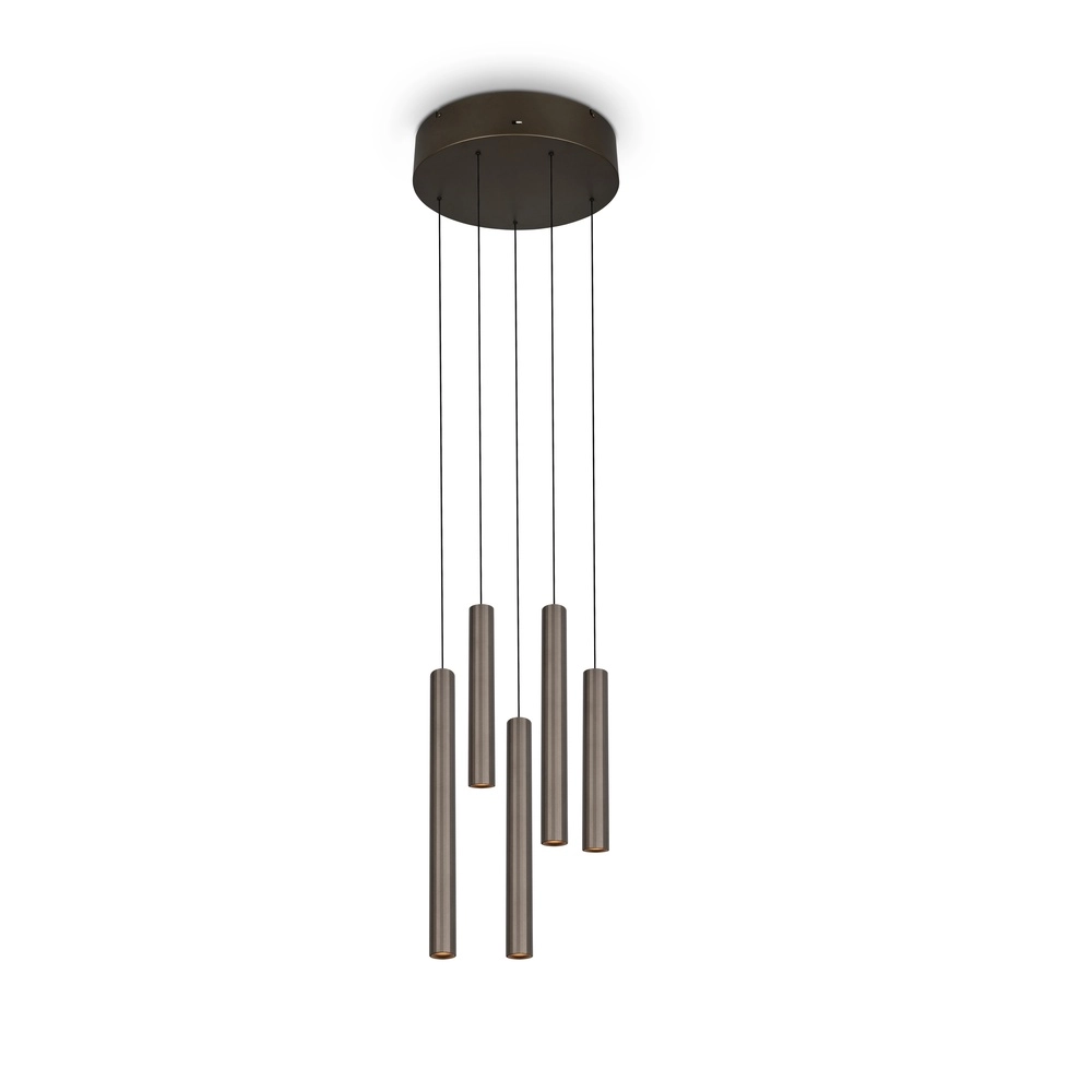 Strakke hanglamp Arimato 5-lichts rond platinum
