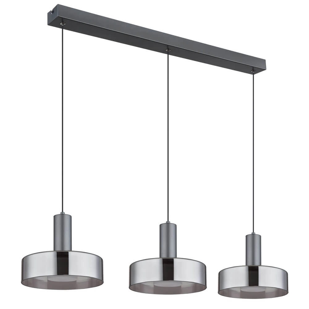 Strakke hanglamp Grant grijs 3-lichts Globo 9007371474875