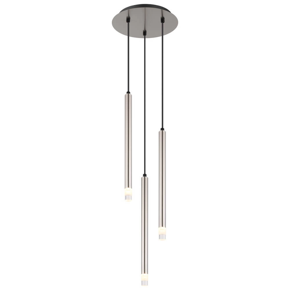 Design hanglamp Ryan 3-lichts nikkel Design hanglamp Ryan 3-lichts nikkel