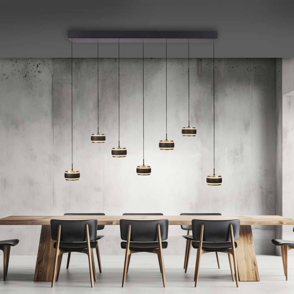 7L eettafel hanglamp Pure Falling Rings black pearl Paul Neuhaus 4012248396599