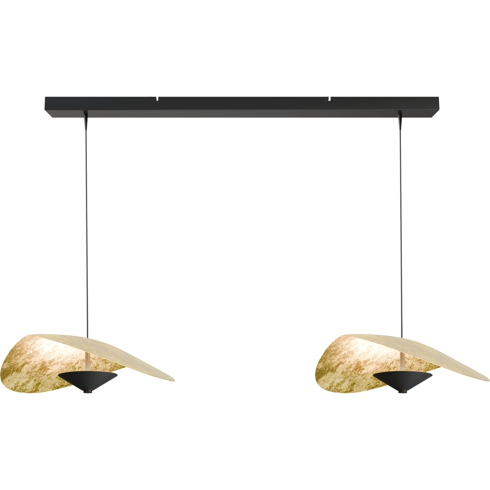 Eettafel hanglamp Lente met twee kappen - bladgoud