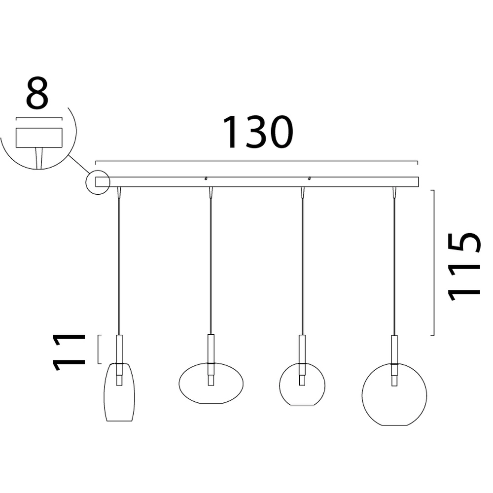 4L Hanglamp Lido Ball goud met gold-fading glas Masterlight 8718121340210