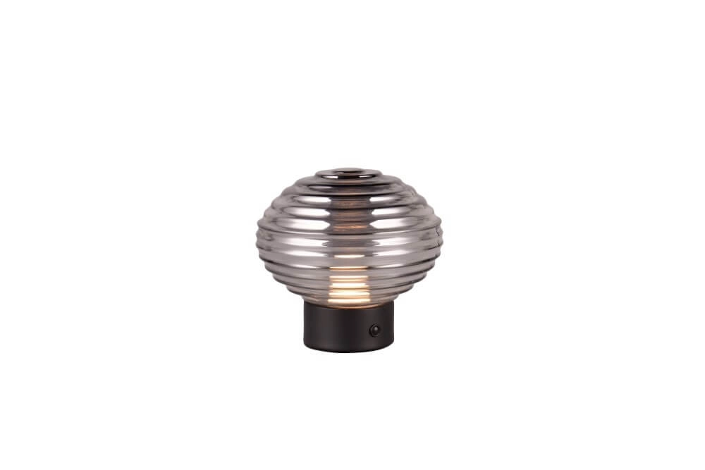 Oplaadbare tafellamp zwart Earl smoke glas Trio 4017807601916