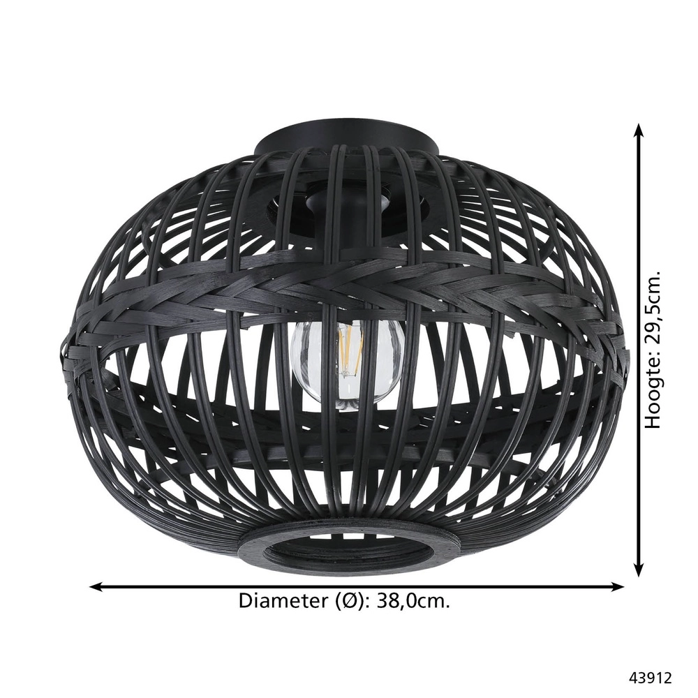 Zwarte plafondlamp Towcester Ø 38cm - hout Eglo 9002759439125