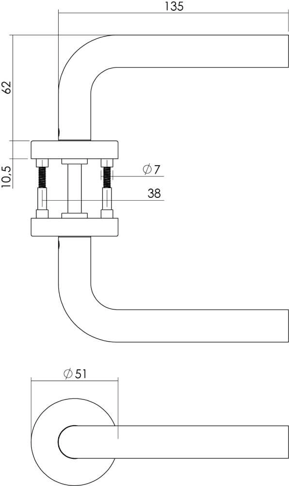 Strakke deurklink Recht rozet RVS Intersteel 8714186422595