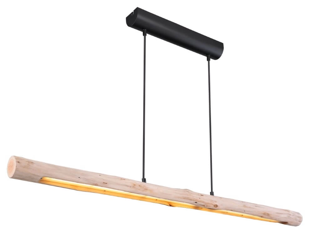 Hanglamp Mella zwart met hout 120cm