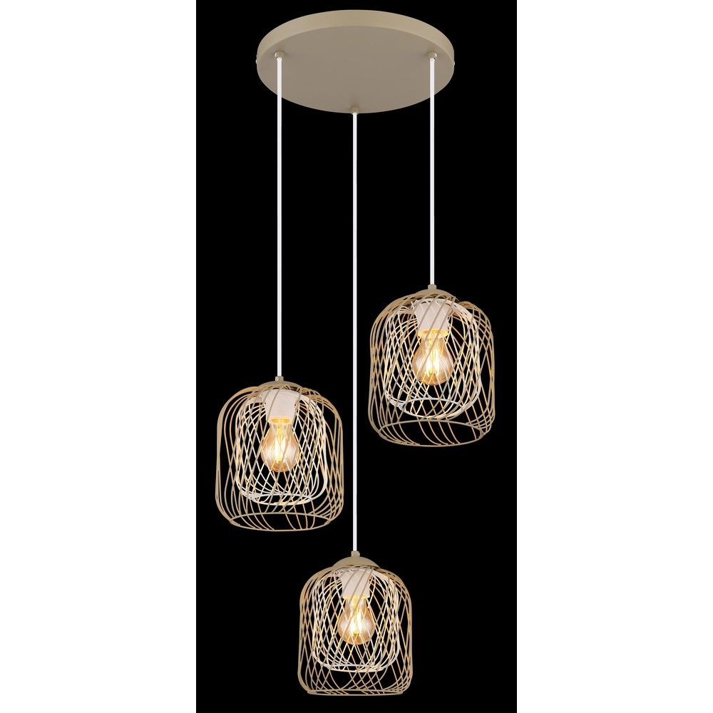 3-lichts hanglamp Dichti rond zand bruin Globo 9007371528356