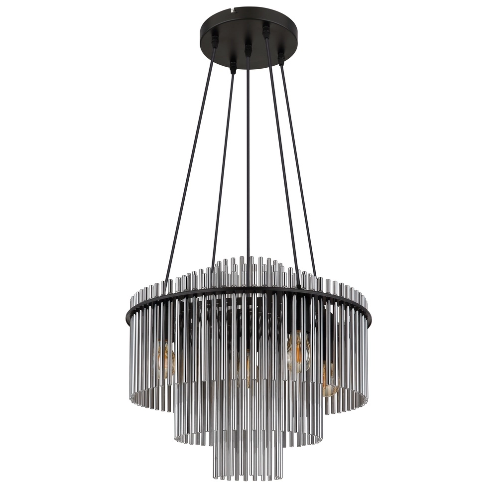 Hanglamp Ø 50cm Gorley zwart met smoke glas staafjes Globo 9007371509133