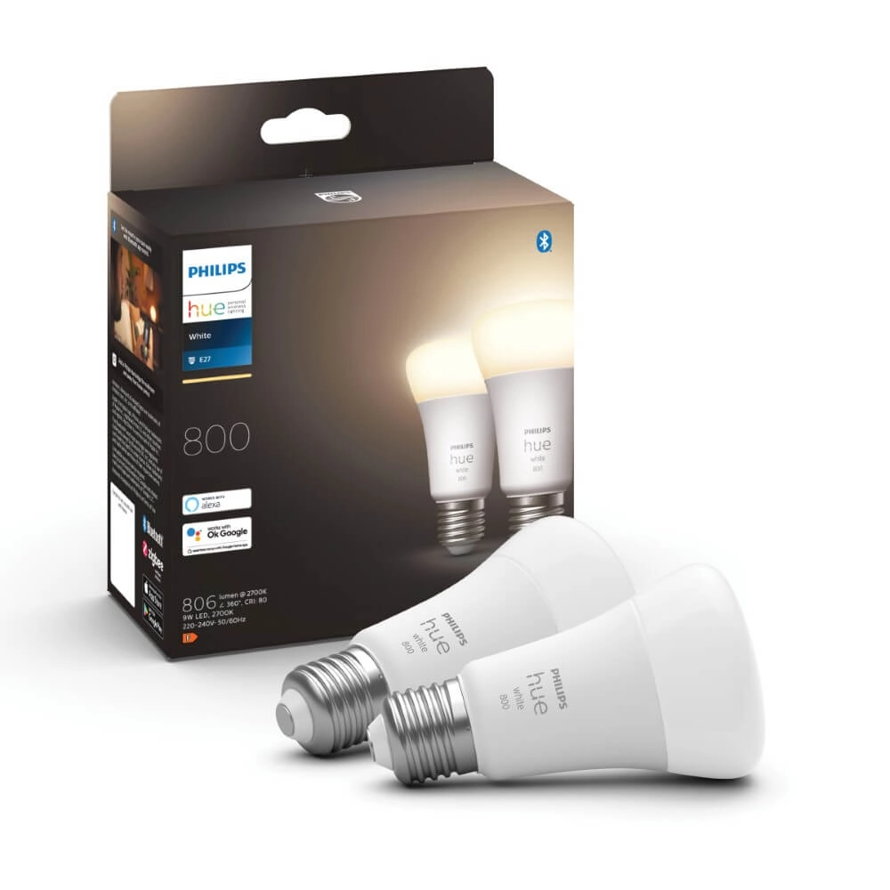 Hue - E27 - 9W - White set van 2 Philips 8719514319028