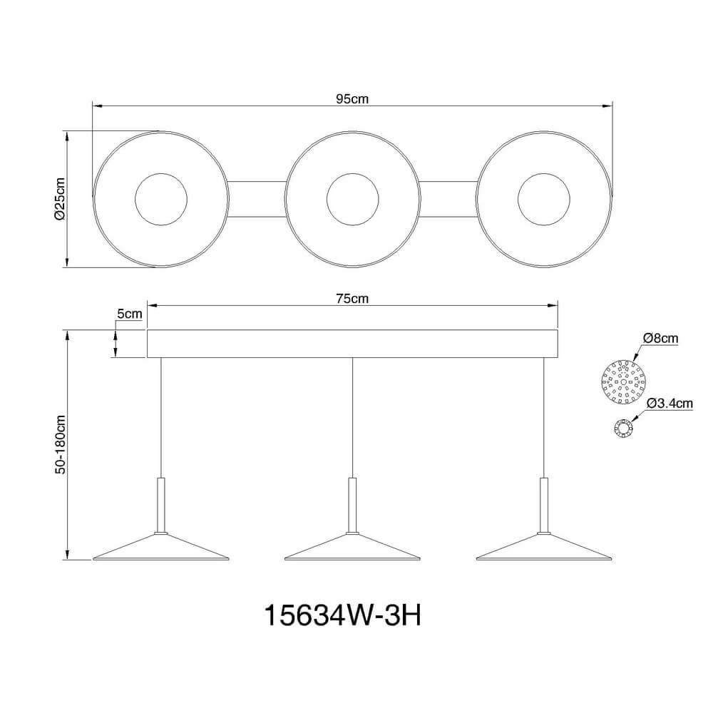 Design hanglamp Lampone 3-lichts wit Globo 9007371474806