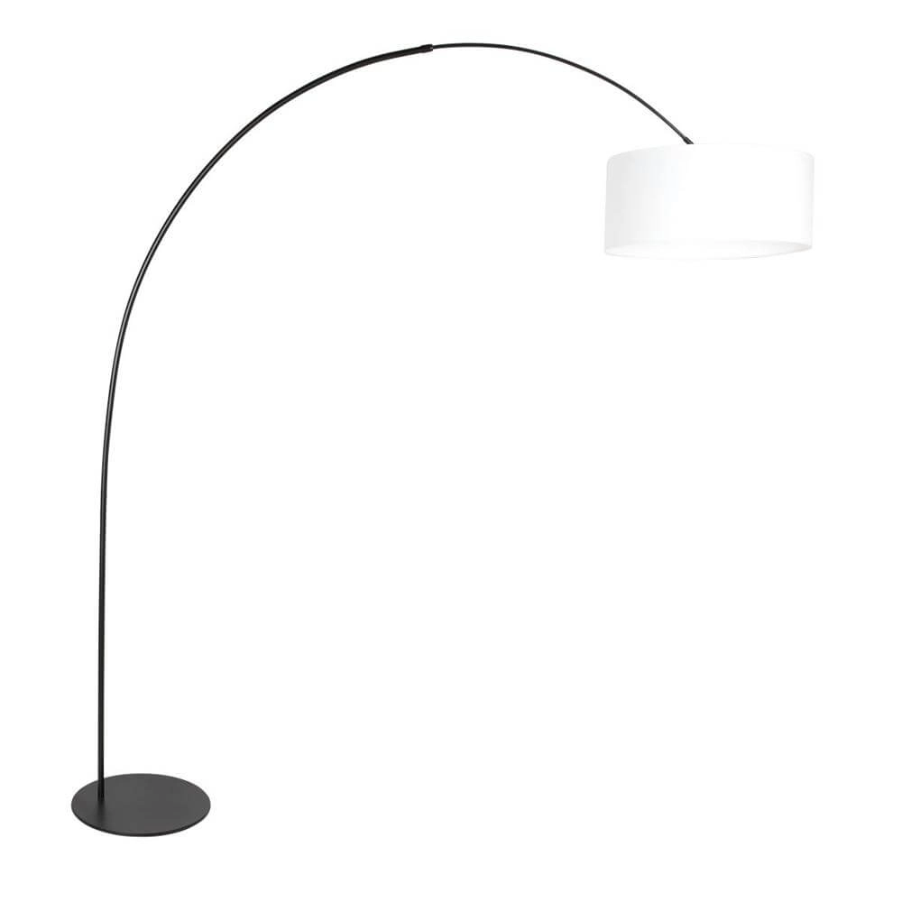 Vloerlamp Curve zwart met grof witte kap Ø 50cm