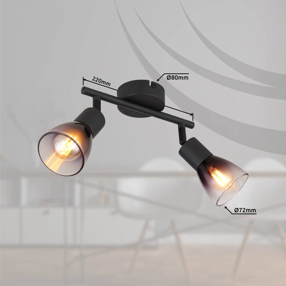 Zwarte plafondlamp Satella 2-lichts Globo 9007371449927