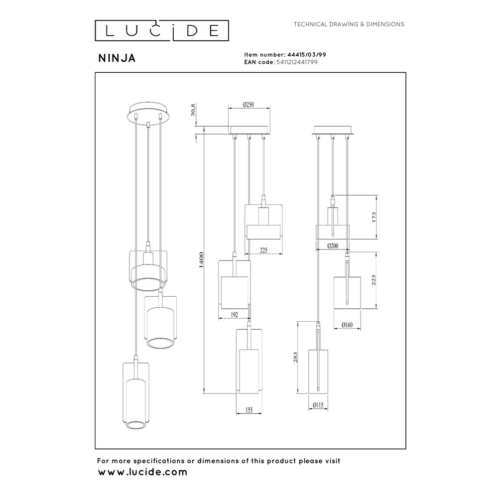Design hanglamp Ninja meerdere kleuren Lucide 5411212441799