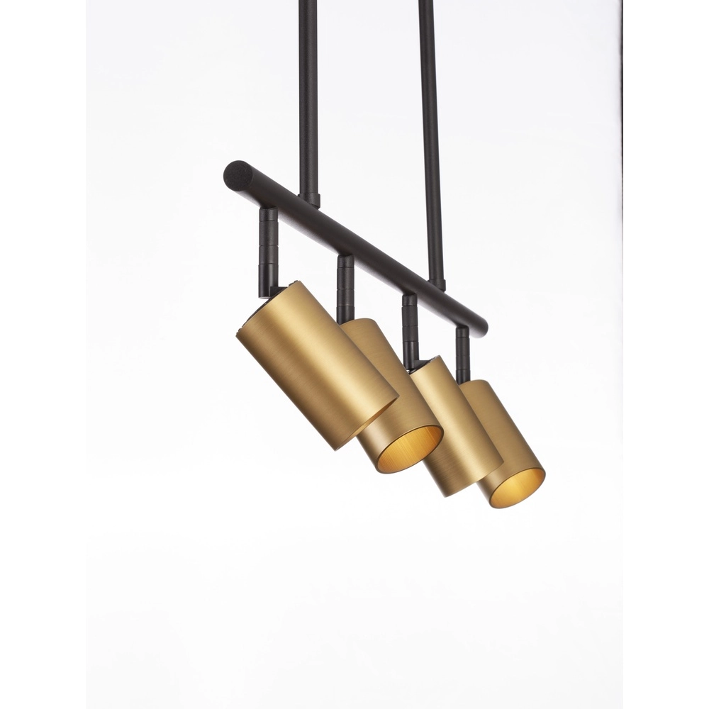 Hanglamp Pogno 4-lichts zwart met goud recht Lyora 5212017440679