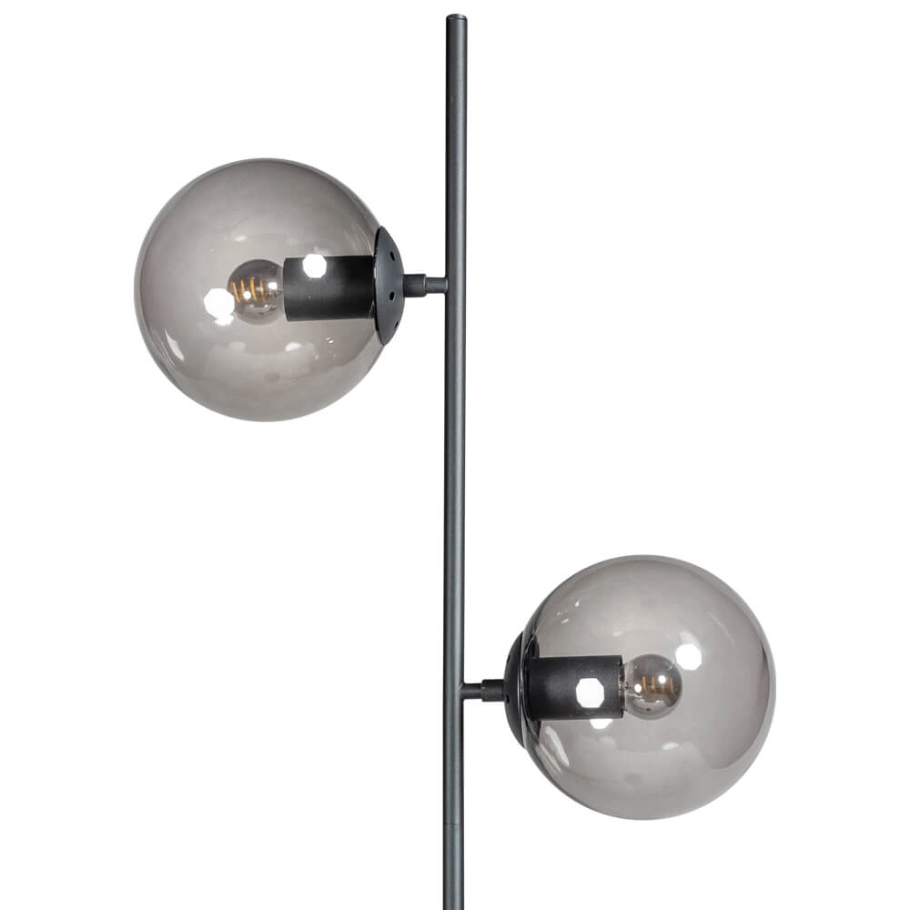 Design vloerlamp Davina 2-lichts zwart met smoke glas ETH 8720195302759