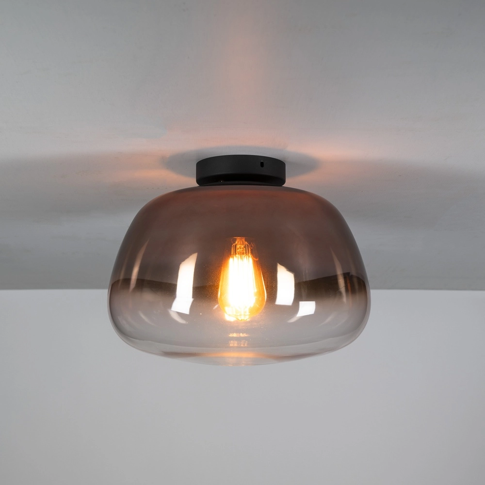Glazen plafondlamp Pulse Ø 36cm - koper glas