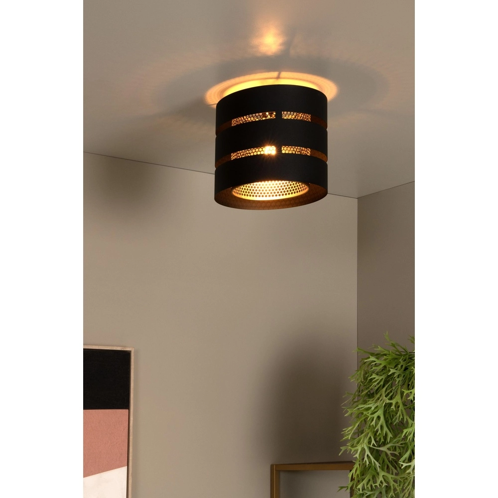 Plafondlamp Rosas Ø 26cm zwart met goud Lucide 5411212211804