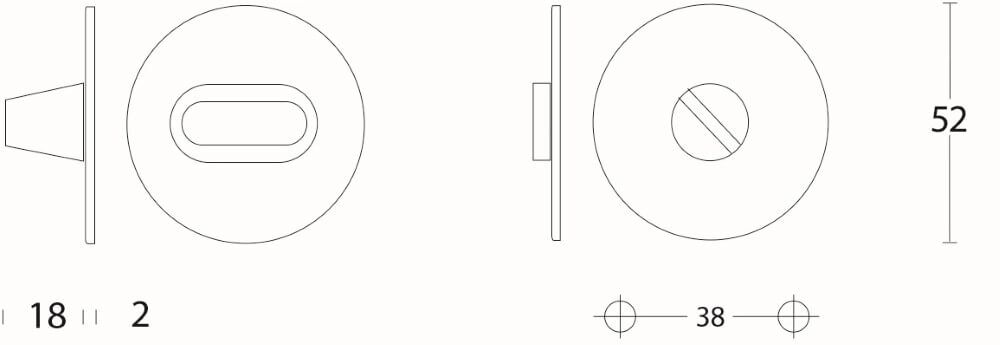 WC-sluiting Tira plat RVS Ø 5cm zonder venster Intersteel 8714186060506
