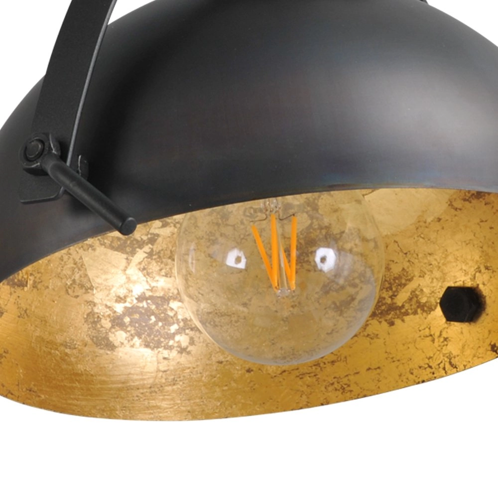Stoere plafondlamp Industria 30cm gunmetal met oudgoud Masterlight 8718121236377