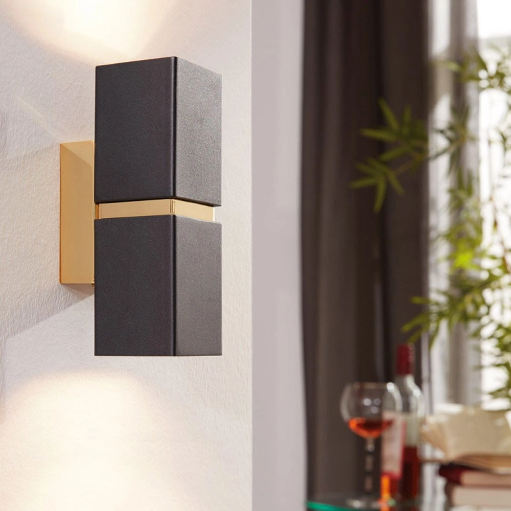 Led wandlamp Passa Up - Down 2x3,3w - goud met zwart Eglo 9002759953737