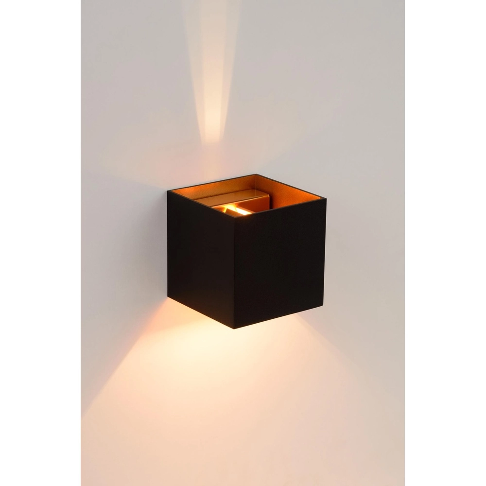 Vierkante wandspot Xio 2700K zwart Lucide 5411212091994