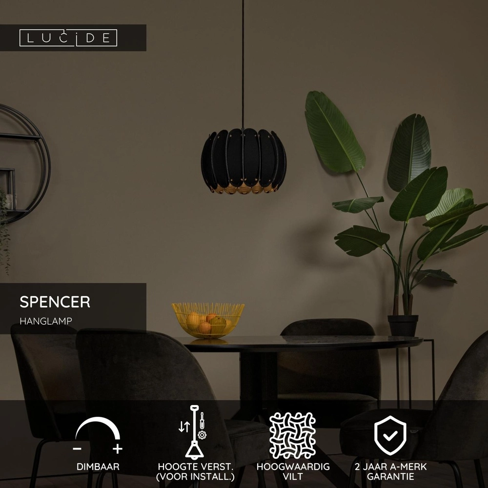 Hanglamp Spencer zwart Lucide 5411212343680