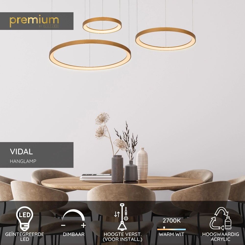 Gouden hanglamp Vidal design Premium by Lucide 5411212460943