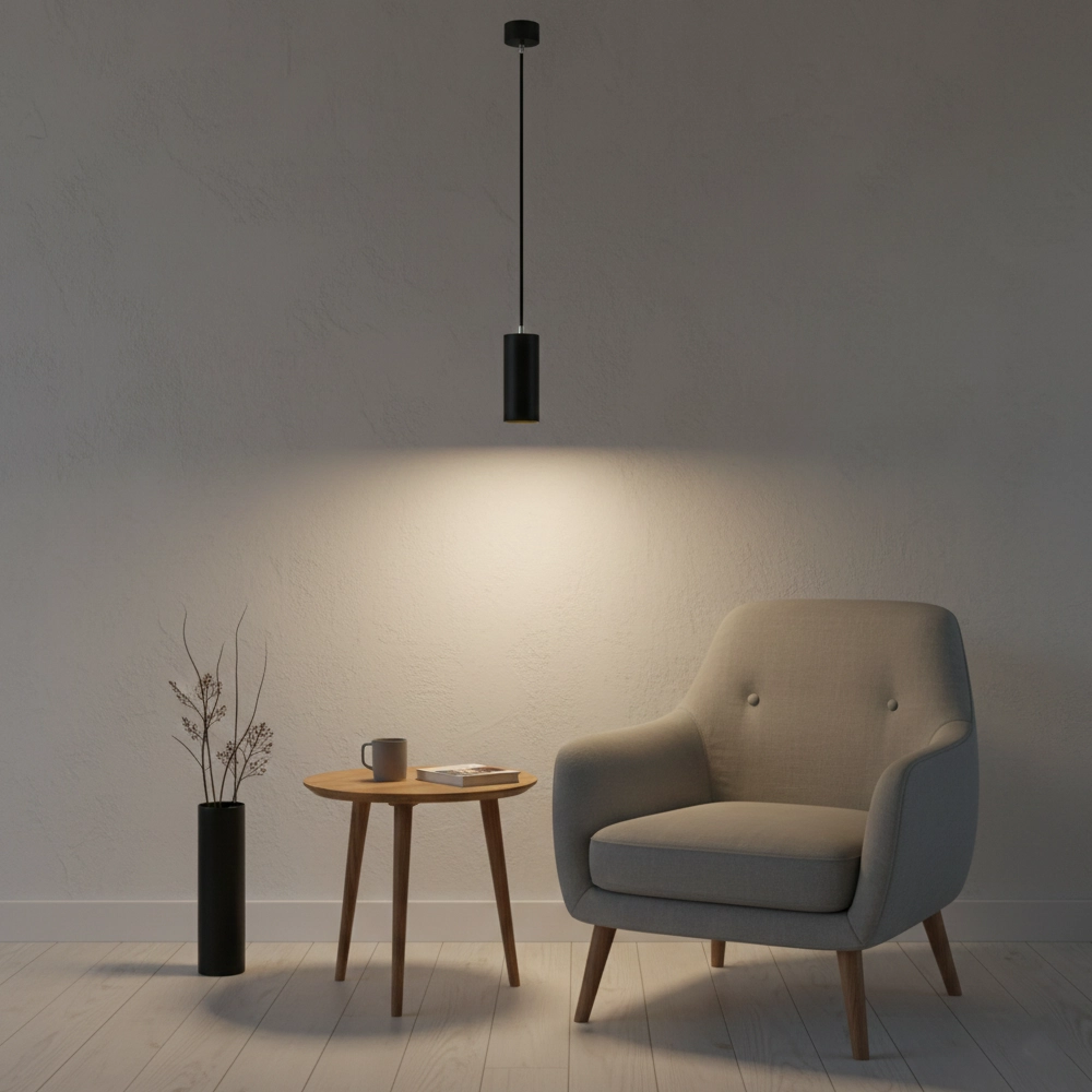 Strakke hanglamp Aila zwart