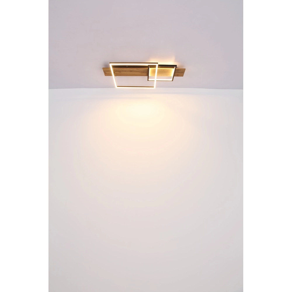 Design plafondlamp Vanni zwart met houtlook 95cm Globo 9007371454082