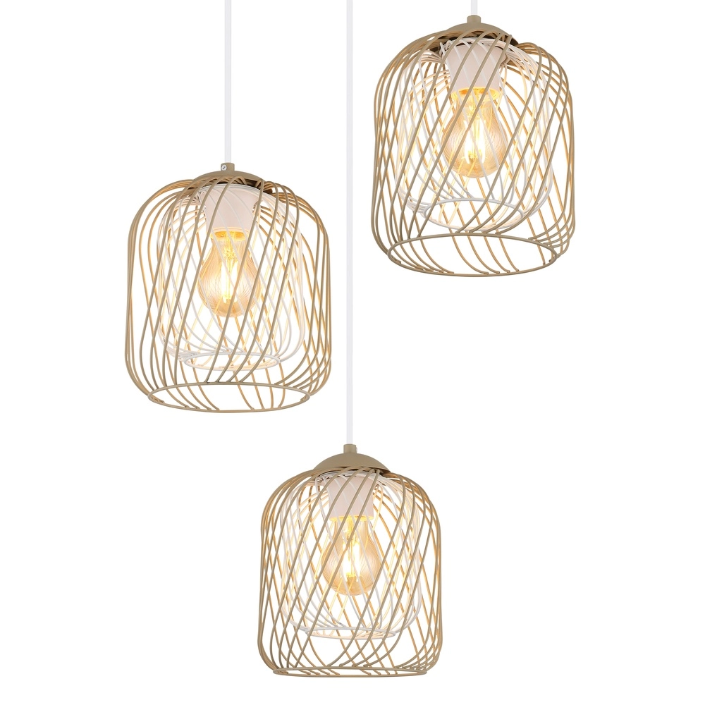 3-lichts hanglamp Dichti rond zand bruin Globo 9007371528356