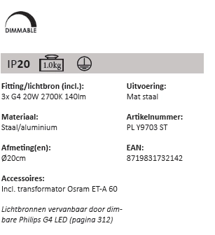 Design plafondlamp Draga Ø 20cm Artdelight 8719831732142