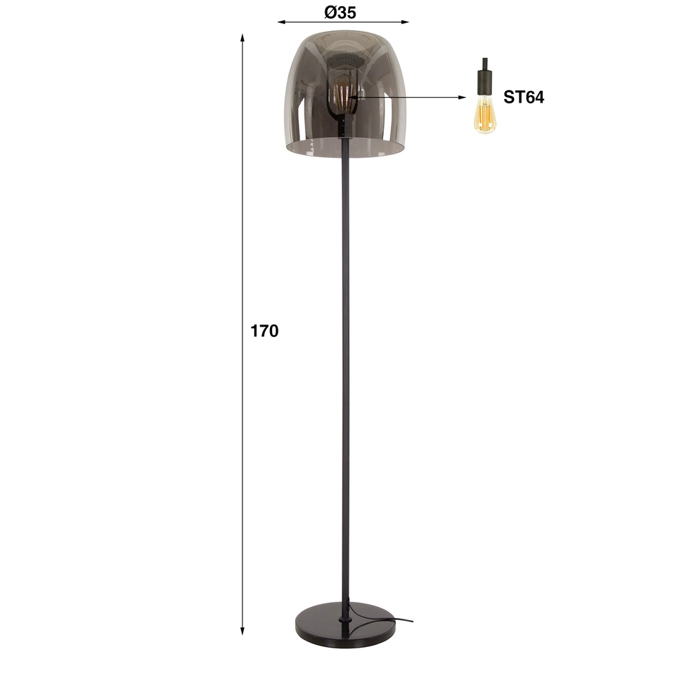 Glazen vloerlamp Drift Ø 35cm - 170cm hoog Lyora 8716803512672