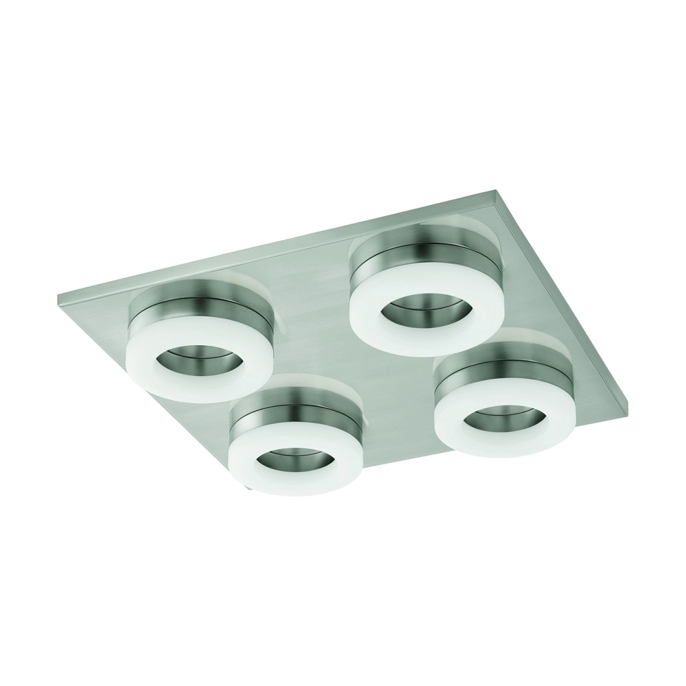 Vierkante plafondlamp Palena nikkel 4-lichts