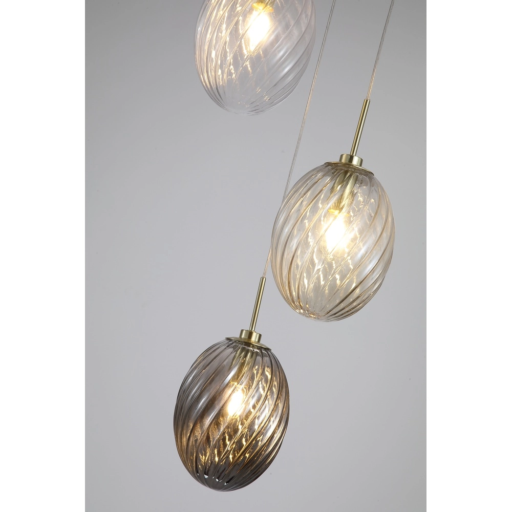 3-lichts hanglamp Whirl rond gekleurd glas Searchlight 5053423285924