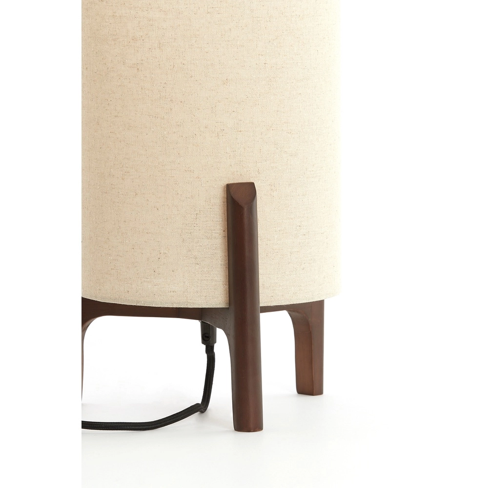 Schemerlamp Litto Ø 22cm - walnoot met naturel linnen Light & Living 8717807792671