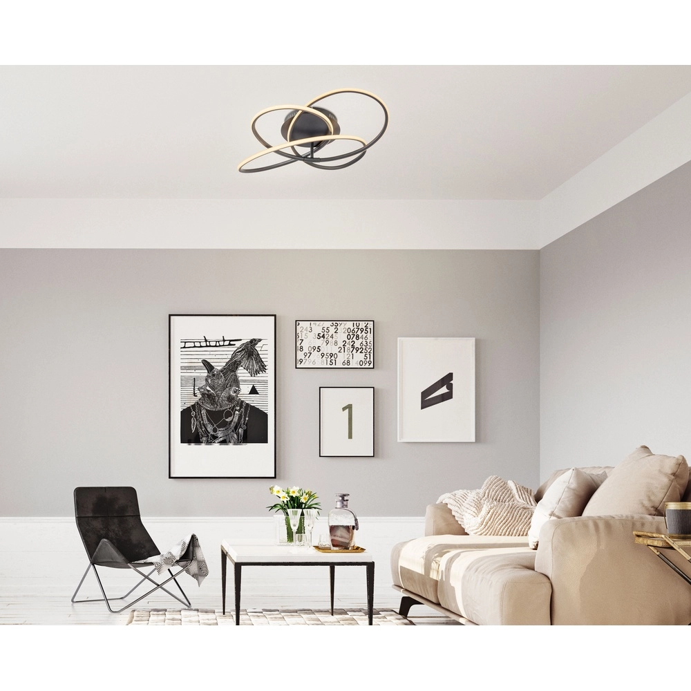 Design plafondlamp Panda zwart Ø 60cm Globo 9007371400430