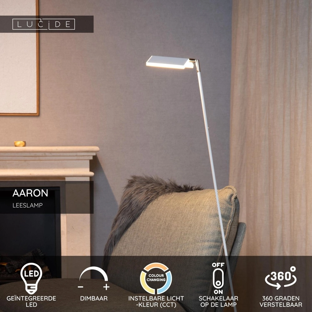 Led leeslamp Aaron design wit Lucide 5411212194046