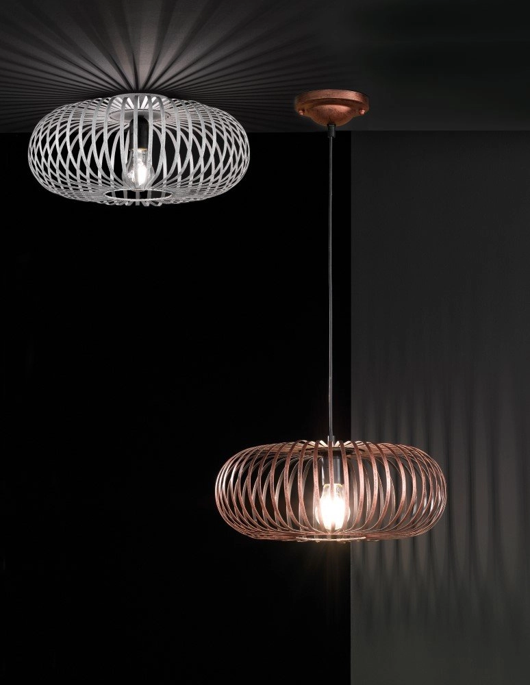 Spijltjes design plafondlamp Johann koperbruin Trio 4017807356823